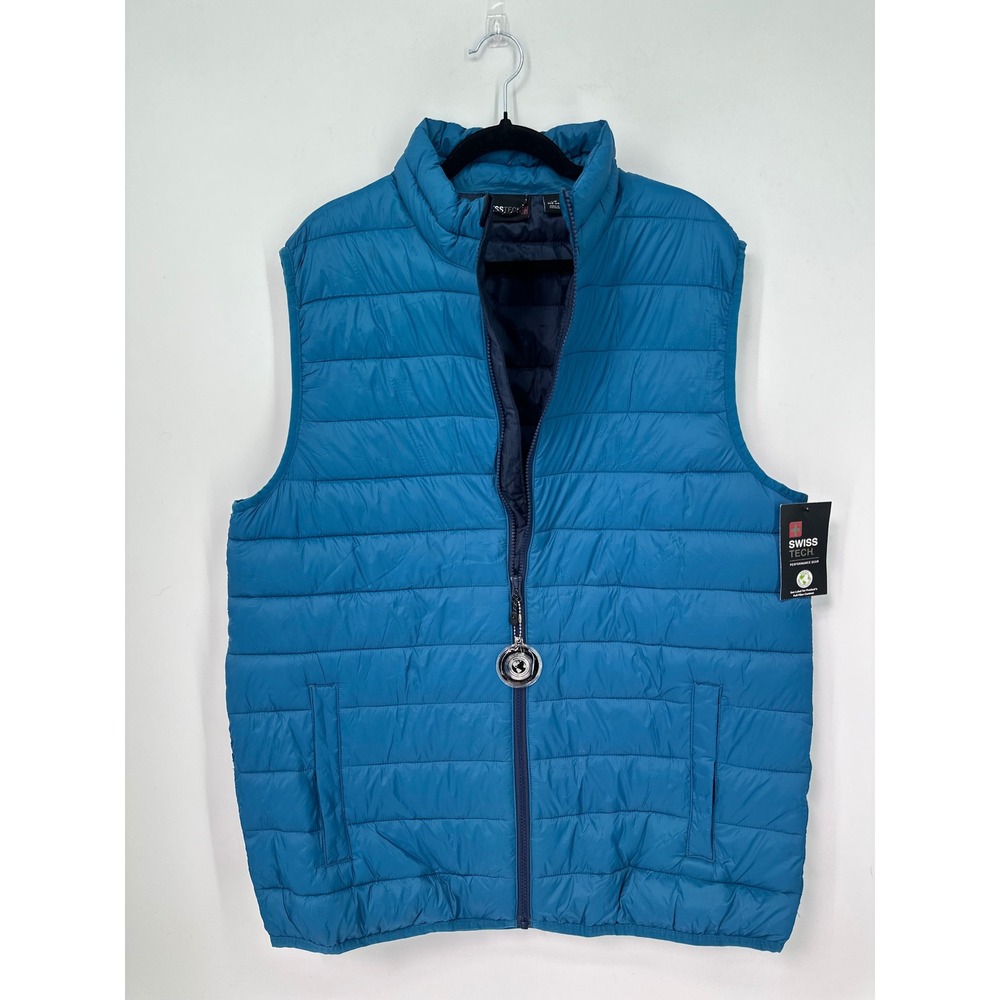 Swiss Tech Mens Puffer Vest Teal Green Peak Performance SM40604Y Large 42-44 NEW
